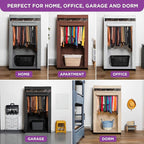 HOLDN’ STORAGE Portable Wardrobe Closet - 50 lb Capacity, Internal Heavy Duty Metal Rod, Zipper & Clear Window, Durable Cloth