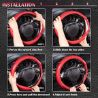 CAR PASS Line Rider Microfiber Leather Sporty Steering Wheel Cover 14.5-15 inch Universal Fits for 95% Truck,SUV,Cars, Anti-S