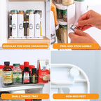 Cabinet Caddy SNAP! Spice Rack Organizer for Cabinet - Slide & Rotate Seasoning Organizer - 4 Snap-In Adjustable Shelves for 