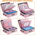 DocSafe Fireproof Document Box with Lock＆Shoulder Strap,Hard Case File Organizer with Accordion File Folder,Multi-Layer Porta