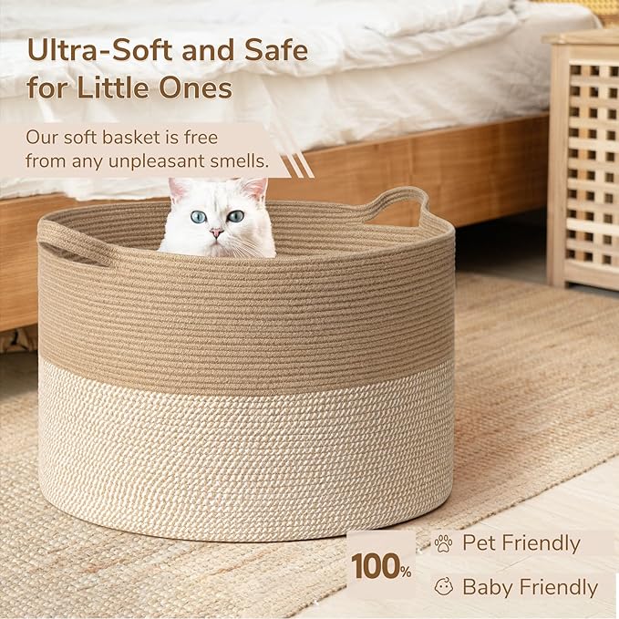 INDRESSME 115L Extra Large Woven Baskets for Storage, Wicker Basket for Living Room Decor Laundry Baskets for Blankets Clothe