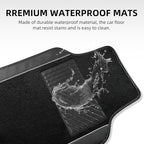 NBTEPEM Microfiber Steering Wheel Cover and Waterproof Car Floor Mats, Universal Fit Most Truck, SUV, Cars, 14.5-15inch Sporty Steering Wheel Covers with Anti-Slip Lining (Black with Gray line)
