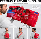 Large Pro First Aid Kit for Car, Travel & Home - Emergency Kit for Hiking, Camping, Backpacking and Outdoors - Includes Zip S