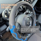 PINCTROT Comfy Grip Steering Wheel Cover, Anti-Slip Design, Universal 14.5-15 Inch(Silicone Blue)