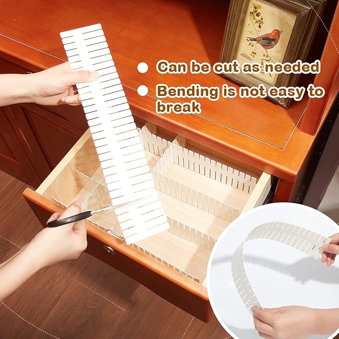 Vesici 80 Pcs Drawer Dividers Adjustable Plastic Organizer DIY Separators Storage Dividers for Socks, Underwear, Makeup, Tidy