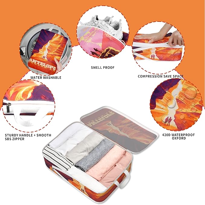 Compression Packing Cubes for Travel, 8 Set National Park Luggage Organizers, Waterproof Expandable/Compression Bags Travel P