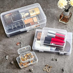28 Pack Mixed Sizes Rectangular Mini Plastic Containers Clear Plastic Storage Boxes with Hinged Lids and Labels Empty Beads O