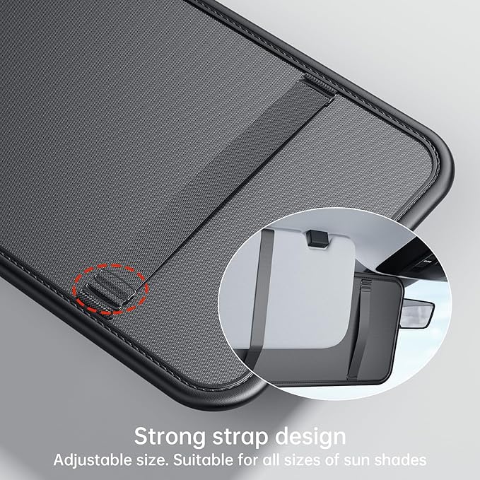 Sun Visor Organizer, Multi-Pocket Sun Visor Organizer for Car, SUV and Truck, Sun Visor Glasses Holder Card Holder Driver License Registration Pen Cell Phone Bill Ticket Key Document Holder1