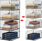 4-Tier Stackable Closet Organizers and Storage Shelves, Foldable Closet Shelf Organizer System, Stackable Storage Bins Drawer
