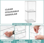 Sorbus Acrylic Storage Containers - 2 Pack, Stackable Storage Bins Set for Bathroom Organization - Clear Acrylic Drawer Organ