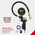 Milton 507KIT Digital Tire Inflator Car Accessories w/Accurate Air Tire Pressure Gauge, 14” Rubber Air Hose – 250 PSI, Brass Lock-On Clip Air Chuck and Compressor Accessories