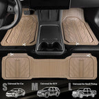 CAR PASS Heavy Rubber Car Floor Mats, Deep Waterproof Car Mats All Weather, Universal Trim-to Fit Automotive Floor Mats for Car SUV Truck Van, Durable Floor Liners All Beige