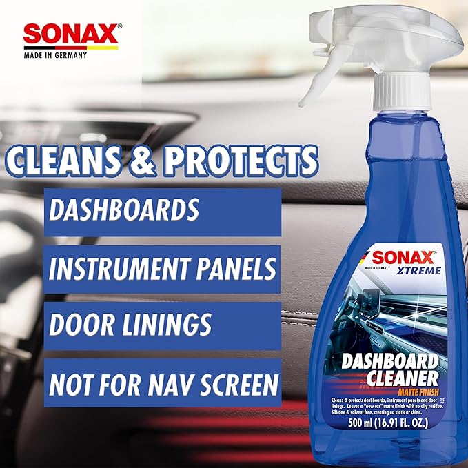 SONAX Dashboard Cleaner 283241 | Premium Interior Cleaner & Protectant for Plastic, Vinyl, & Rubber | Anti-Static, Low-Glare,