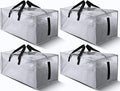 HOMESURE 4 Pack Large Strong Bags with Zippers & Carrying Handles - Water-Resistant - Heavy Duty Storage Tote for Space Savin