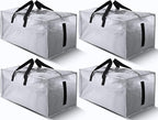 HOMESURE 4 Pack Large Strong Bags with Zippers & Carrying Handles - Water-Resistant - Heavy Duty Storage Tote for Space Savin