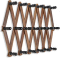 WGFKVAS Expandable Coat Rack, Accordion Wall Hangers, 19 Hooks Wooden Hat Rack Wall Mounted, Hat Hooks for Keys, Coffee Mug, 