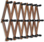 WGFKVAS Expandable Coat Rack, Accordion Wall Hangers, 19 Hooks Wooden Hat Rack Wall Mounted, Hat Hooks for Keys, Coffee Mug, 