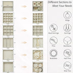 AKOZLIN Functional 6-Tier Jewelry Box Organizer with 5 Drawers Leather Jewelry Storage Case for Women Girls Ring Necklace Ear