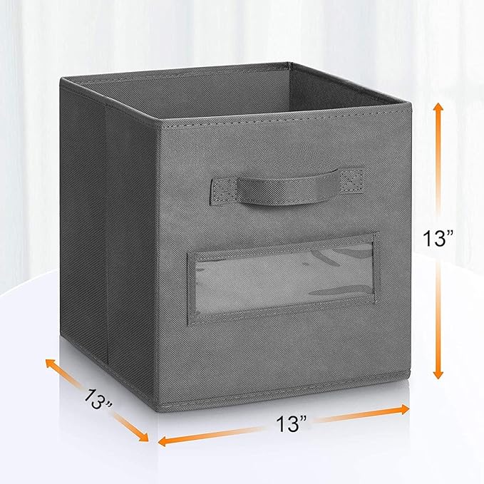 artsdi 13x13x13 storage cube bins (Set of 10) Fabric storage cubes with 10 Labels Window Cards & a Pen, storage cubes 13x13, 