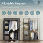 CAPHAUS 44-Inch Clothing Rack with Cover, Portable Closet Wardrobe, Covered Garment Rack for Hanging Clothes, 230LB Capacity 