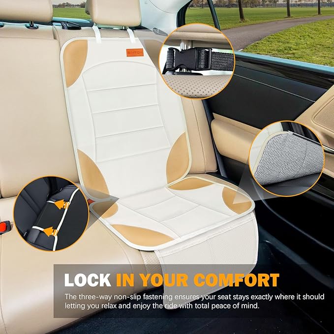 Siivton Car Seat Protector for Child Car Seats, Waterproof 600D Fabric Car Seat Cover, Non-Slip Backing, Thick Padding, Mesh 