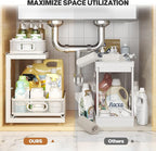 2-Pack Under Sink Storage Organizer with 2-Tier Slide Out Drawer, Sophisticated Mesh Pull Out Shelf for Kitchen & Bathroom, F