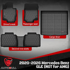 Floor Mats & Cargo Liner Compatible with 2020-2024 2025 2026 Mercedes Benz GLE (NOT for AMG) Cargo Mat, Full Set All Weather Protection 1st, 2nd Row Car Liners & Trunk Mat, Black