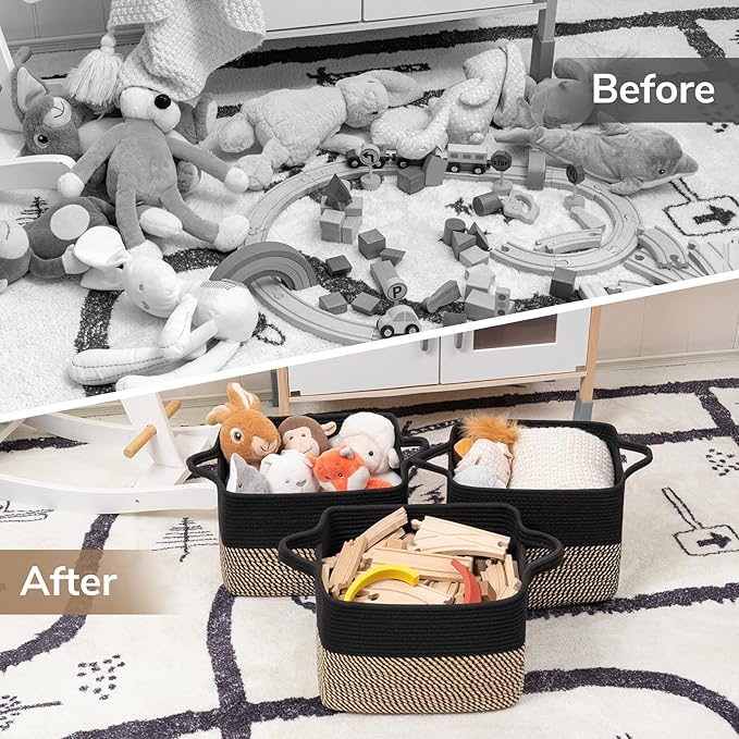 Goodpick Cube Storage Bins - Towel, Book, Cloth, Shoes, Closet Shelf Woven Baskets for Office, Baby Laundry, Toys, 13''x10''x