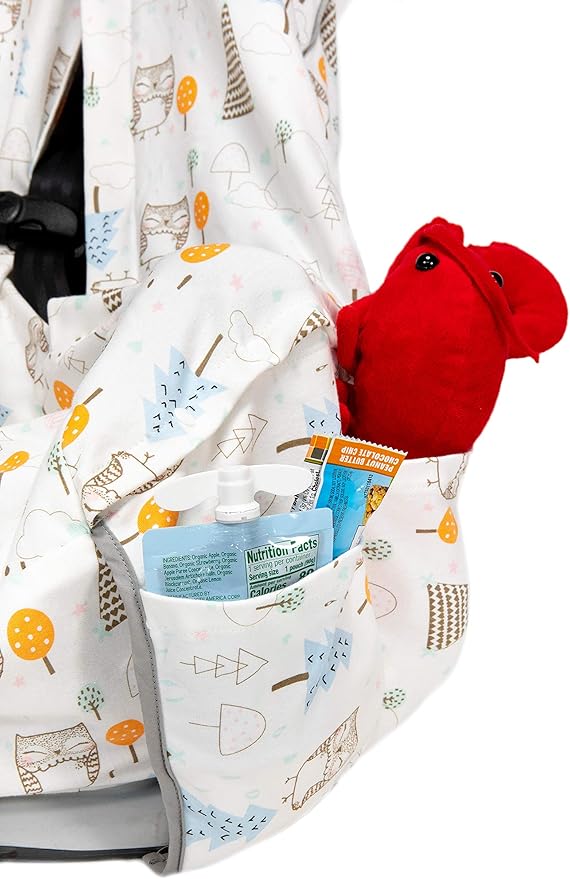 Niko Easy-Wash Children's Car Seat Cover & Liner - 100% Cotton Jersey - Owl Cream/Multi - Fits Most Toddler Car Seats - Unive