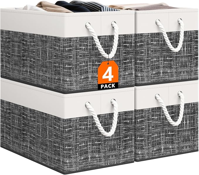 StorageTastic Storage Bin,Collapsible Storage Basket For Organizing,Large Storage Boxes With Rope Handles,Storage Containers,