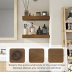 Marsmiles Wood Floating Shelves | Rustic Dark Wood Wall Shelves Set of 2 | 16" W x 7.7" D x 1.6" H Dark Wooden Shelves for Ba