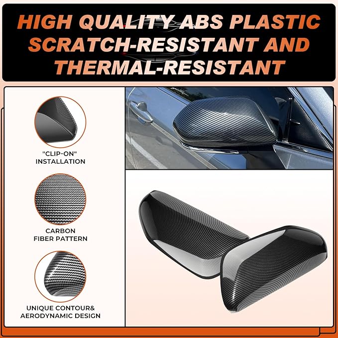 ACLONG Mirror Cover Caps Compatible with Toyota Camry 2018 2019 2020 2021 2022 2023 2024 2025 Carbon Fiber Side Mirror Cap Replacement Trim-Driver & Passenger Side-2 PCS