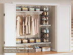 4" Extra Deeper Hanging Closet Organizers and Storage,4 Tier Foldable Wire Cabinet Shelves with 5 S Hooks,Small Metal Basket 