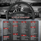 SEG Direct Black Car Steering Wheel Cover Medium Size 14.5-15 inch (37-39 cm), Breathable Microfiber Leather