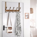 Dseap Over The Door Hook Hanger - Fits 1 3/8" to 1 3/4" Standard Doors | 5 Tri Hooks Heavy Duty Towel/Coat Rack | Door Organi