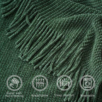 BATTILO HOME Dark Green Throw Blanket for Couch, Soft Chenille Knit Throws with Tassels for Home Decor, Spring Green Throws f