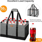 WONDAY Extra Large Foldable Grocery Tote Bag With Handles for Storage, Picnics, Beach, Pool, Laundry - Reusable Shopping Bag (Grey)