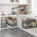 Under Sink Organizer Upgrade To Professional Rails,2-Tier Dual Pull Out Cabinet Storage,Height Adjustable Slide Out Drawers F