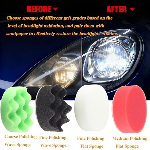 134Pcs Sandpaper 3Inch Sanding Disc Drill Polishing Kit, Wet Sanding Paper Headlight Restoration Kit, 60-10000Grit Hook & Loo