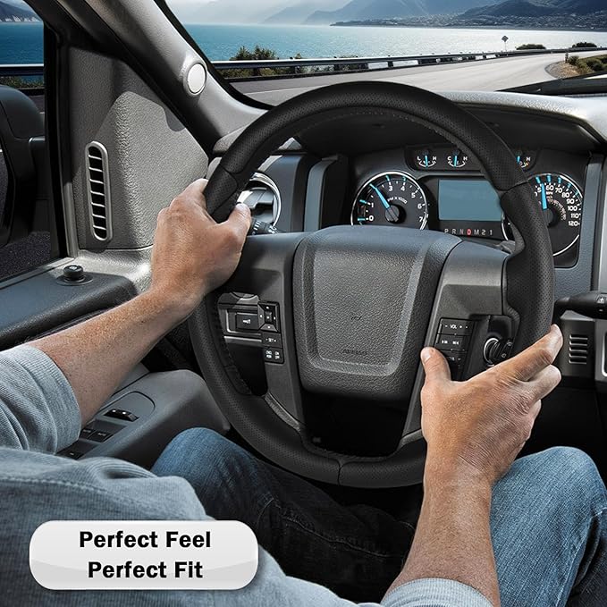 Steering Wheel Cover for Ford F150 2009-2014/ Ford Expedition 2015-2017, Car Steering Wheel Cover Protector Accessories for Ford (Black)