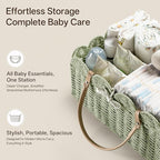 HBlife Large Baby Diaper Caddy, Paper Rope Scalloped Storage Baskets Nursery Bin with Removable Divider, Portable Car Organiz