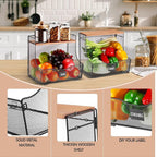 Honeydak 2 Pack Stackable Fruit Basket with Lid and Label Plate, Wall Mounted or Kitchen Countertop Metal Wire Storage for On