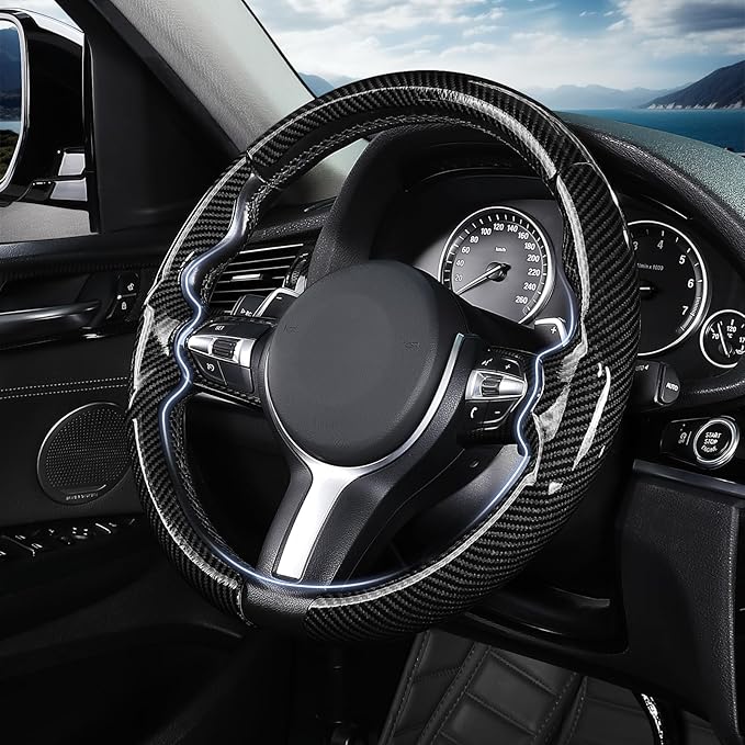 Steering Wheel Cover for BMW X3(2014-2017) X5(2014-2018) 3 Series(2012-2019) 5 Series(2014-2016) 328i 320i 330i 325i 528i 535i 530i 540i M3 2 4 6 Series X4 X6 M2 M4 M5 M6 Accessories (Glossy Black)
