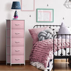 Sorbus Fabric Dresser for Kids Bedroom - Chest of 5 Drawers, Tall Storage Tower, Clothing Organizer, for Closet, for Playroom