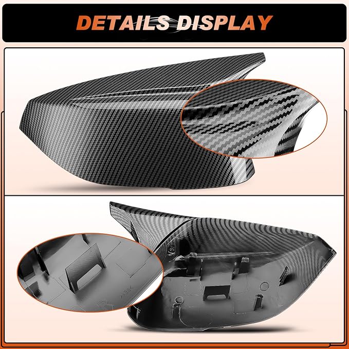 ACLONG Carbon Fiber Mirror Cover Caps Rearview Side Mirror Covers Fit for Infiniti Q50 2014-2022 Infiniti Q60 2017-2022 Left Driver Side Right Passenger Side-2 PCS