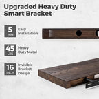 RICHFOCUS Live Edge Elm Floating Shelves - 30" W x 9.3" D Rustic Solid Wood Wall Shelves with Invisible Bracket, Wall-Mounted