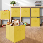 Casafield Set of 6 Collapsible Fabric Cube Storage Bins, Yellow - 13" Foldable Cloth Baskets for Shelves, Cubby Organizers & 