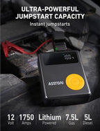 AstroAI Portable Car Jump Starter with Air Compressor, 150PSI 1750A Car Jumper Starter Battery Pack with Cordless Tire