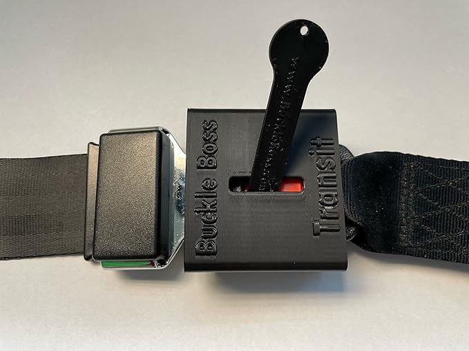Buckle Boss Transit – Seat Belt Guard for Front-Facing Button Belts – Compatible with School Buses, Wheelchairs, Golf Carts