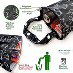 Waterproof Car Trash Bag Reusable Portable Garbage Can with Drawstring Top Adjustable Hanging Strap Leakproof & Washable for Cars SUVs & Trucks (Black Cats)